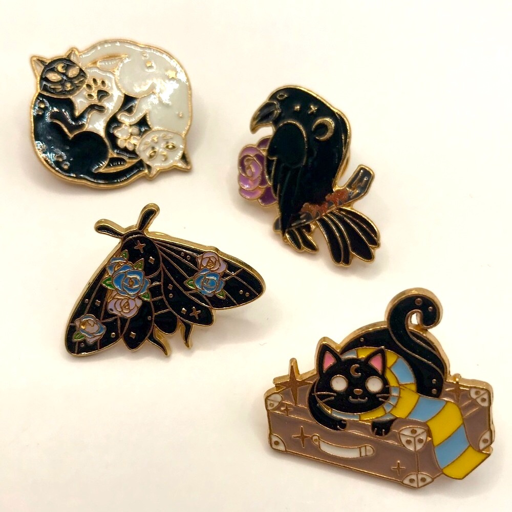 4 Gold-Tone & Enamel Pet Lapel Pins